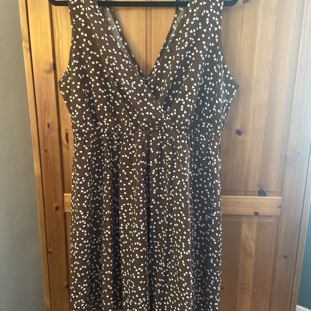 Brown Heart Print Women's Dress